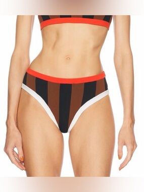 TROPIC OF C La Plage Bikini Bottom Black Brown Striped Red NWT